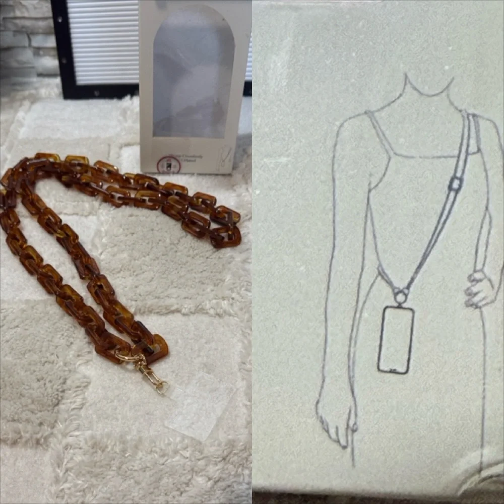 MACRAE & Co Tortoise Shell Acrylic Phone Crossbody Chain